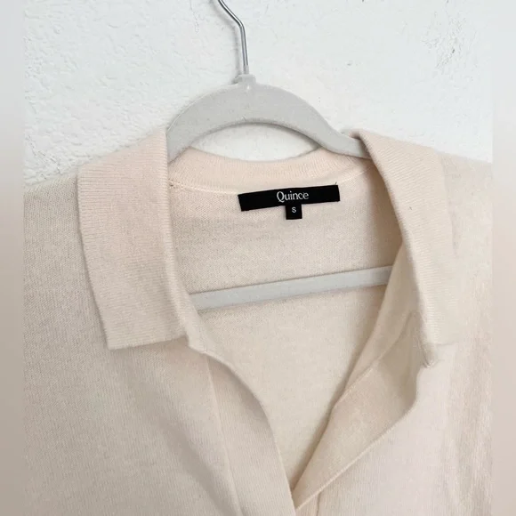 Quince Mongolian Cashmere Polo Sweater Ivory - Picture 4 of 7